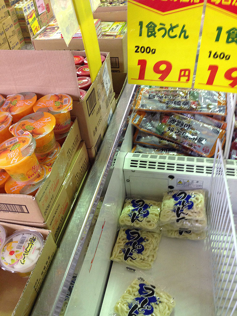 Frozen udon in a freezer bin