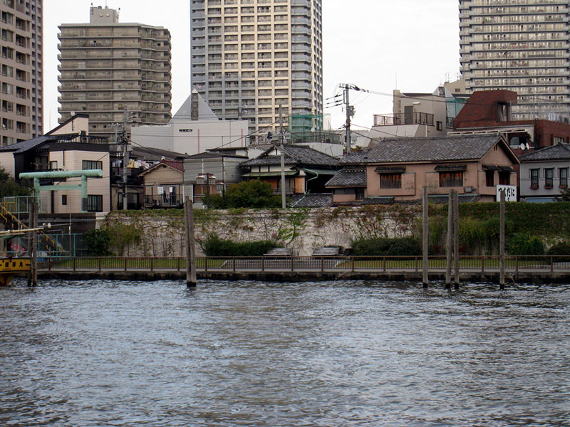 Japanese neighborhood near a river