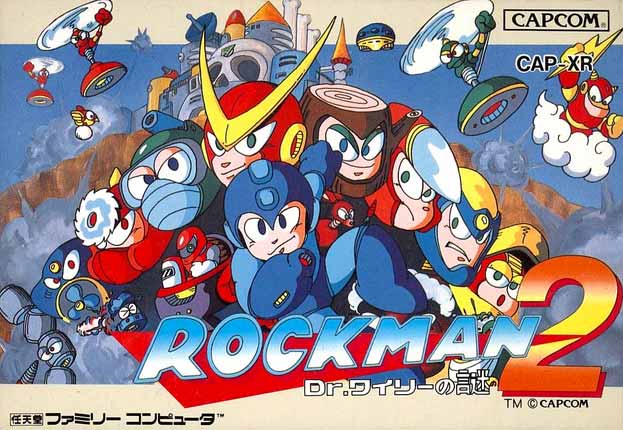 Boxart of Rockman 2 featuring its cast of characters