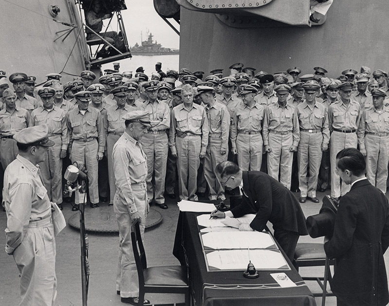 signing of the Japanese Instrument of Surrender onboard the USS Missouri