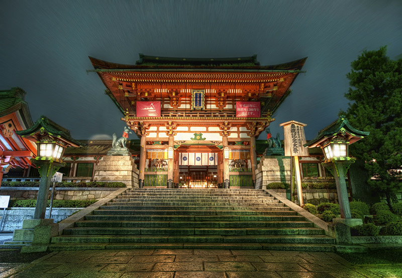a temple in kyoto at night