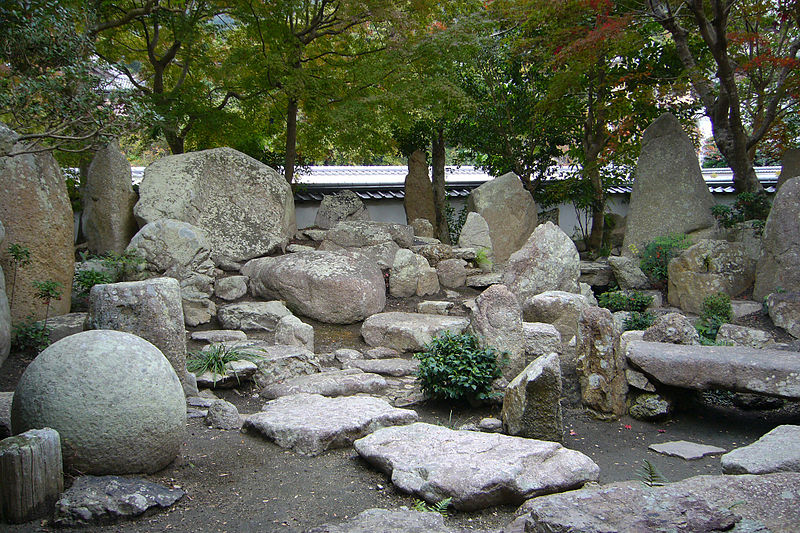 rock garden with many stones of different shapes