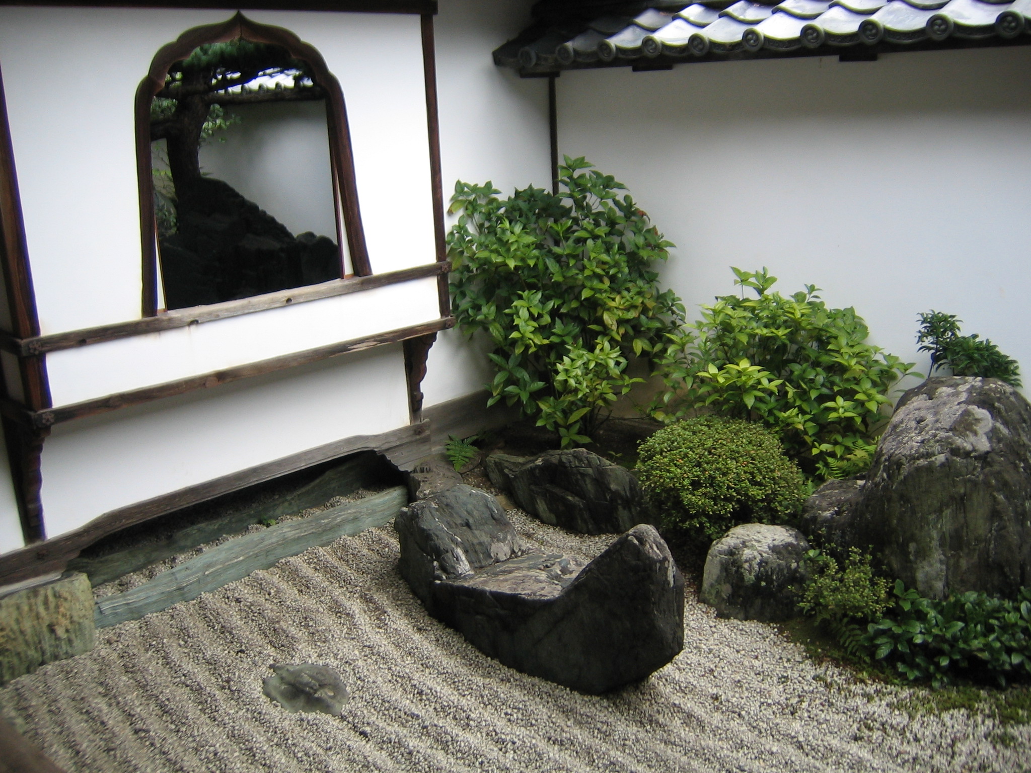 rock garden next to window