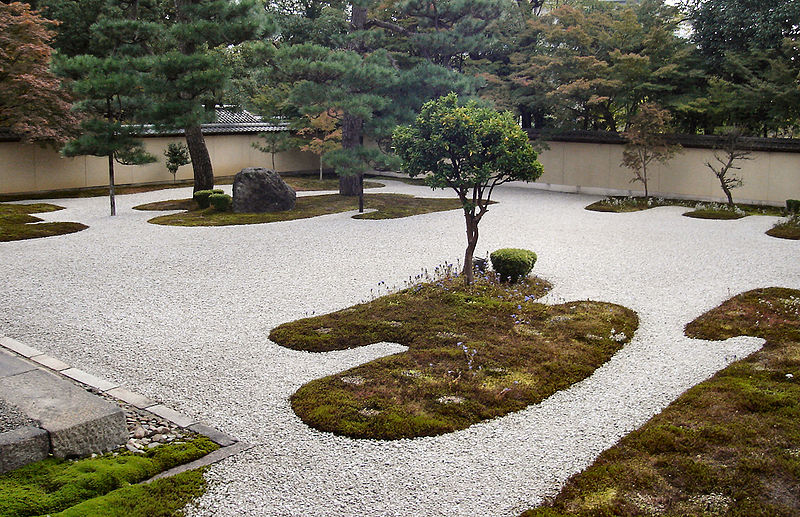 islands of grass in rock garden