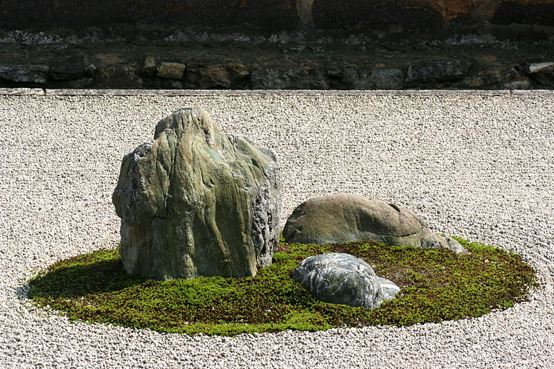 close up of stone in rock garden