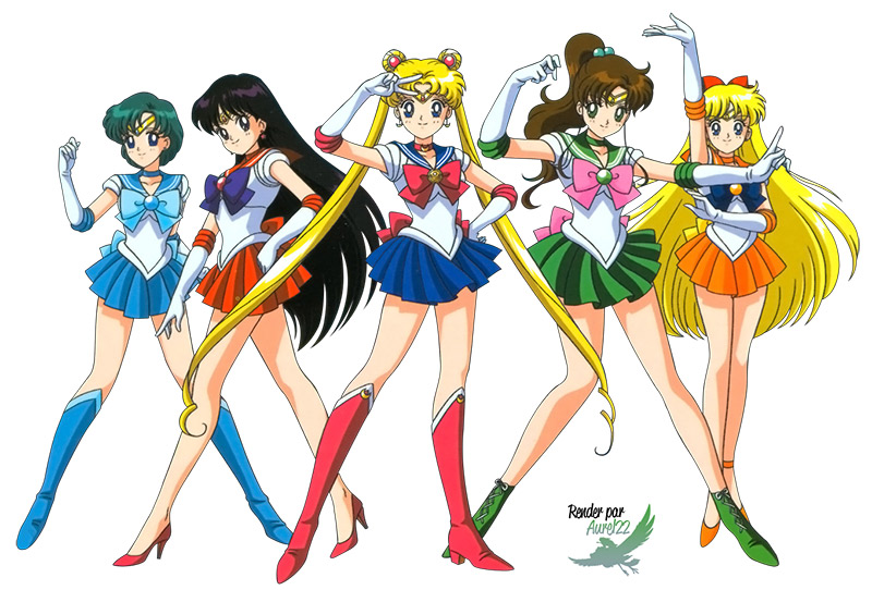 five sailor scouts of inner senshi ready for action