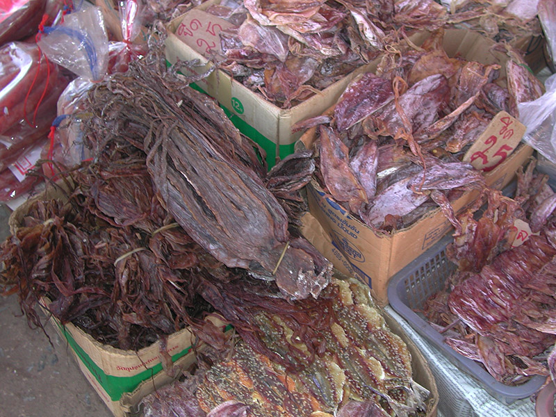 boxes of dried squid japanese grocery