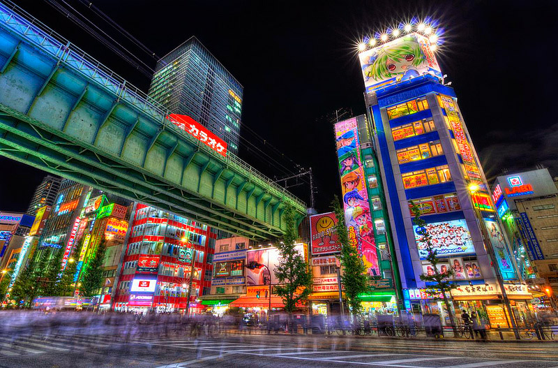 shopping in tokyo at akihabara at night