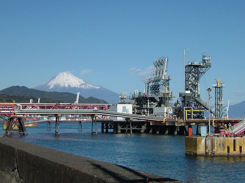 Natural Gas tanks with Mt. Fuji in the background