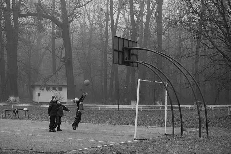 black & white photography basketball children