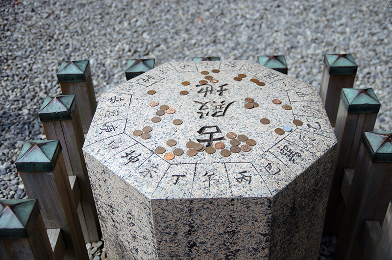 coins on zodiac stone