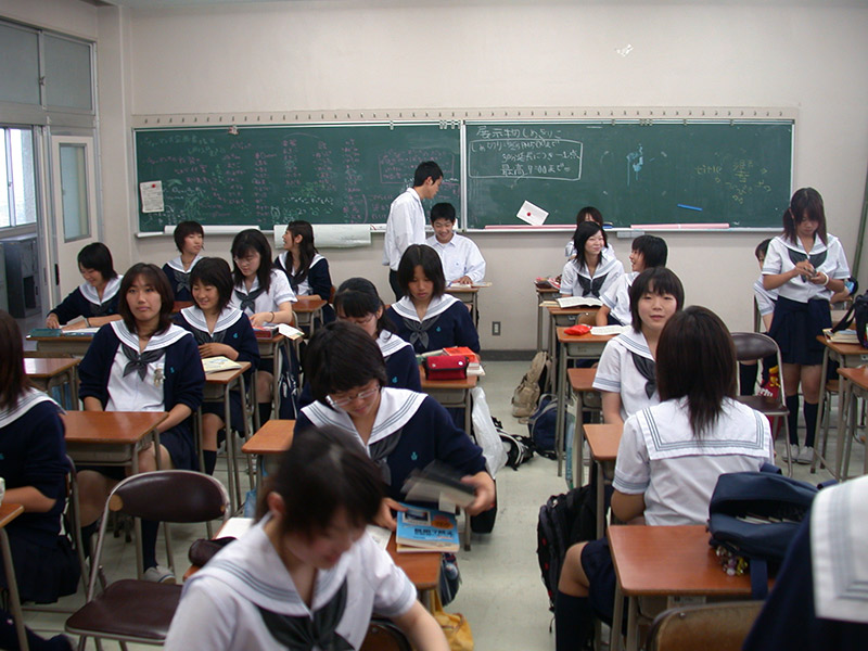 japanese classroom in summer uniform