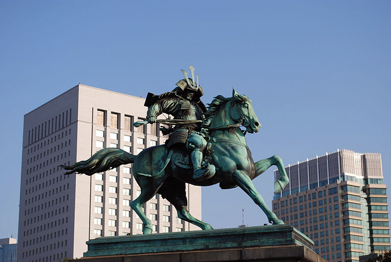 statue of samurai on horse