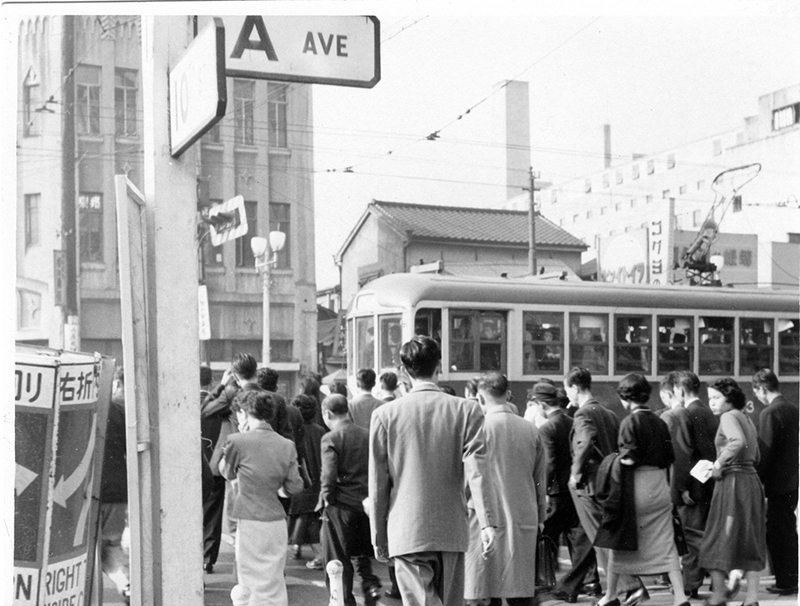 fifties japan streetcar near tokyo