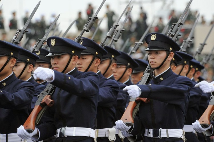 JSDF soldiers marching at a parade