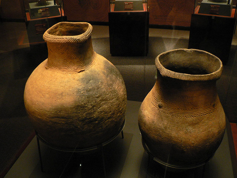 two old japanese clay jomun era pots