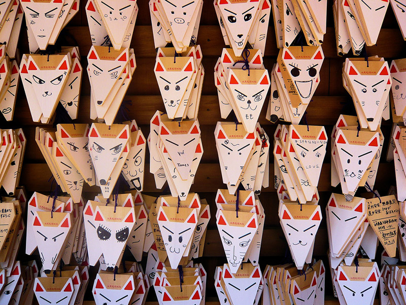 fox masks at a japanese festival