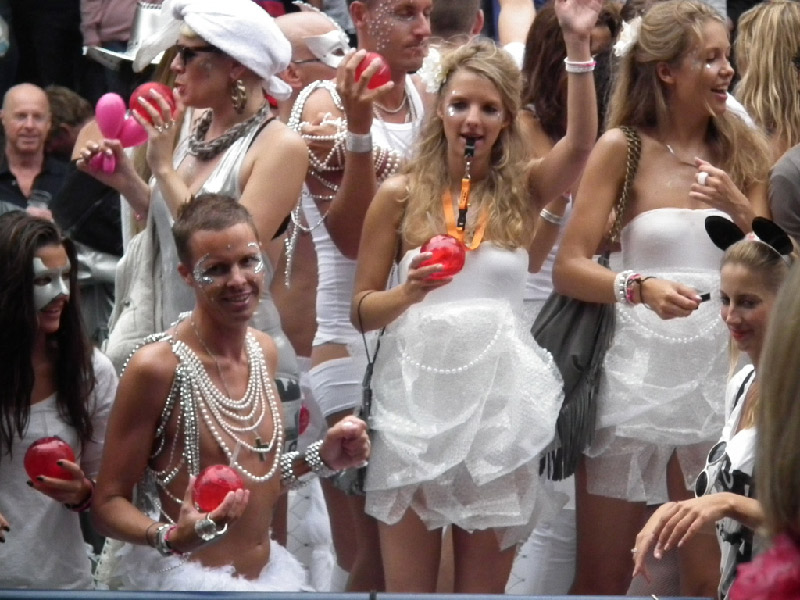 men and women in white dresses