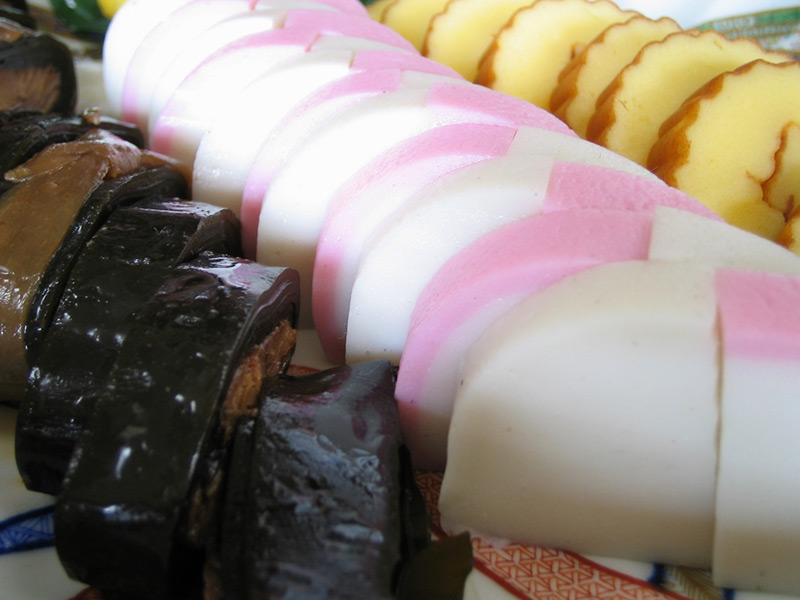different types of kamaboko arranged