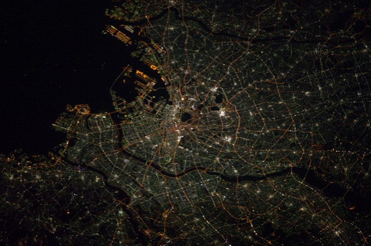 Satellite photo of Tokyo during the evening