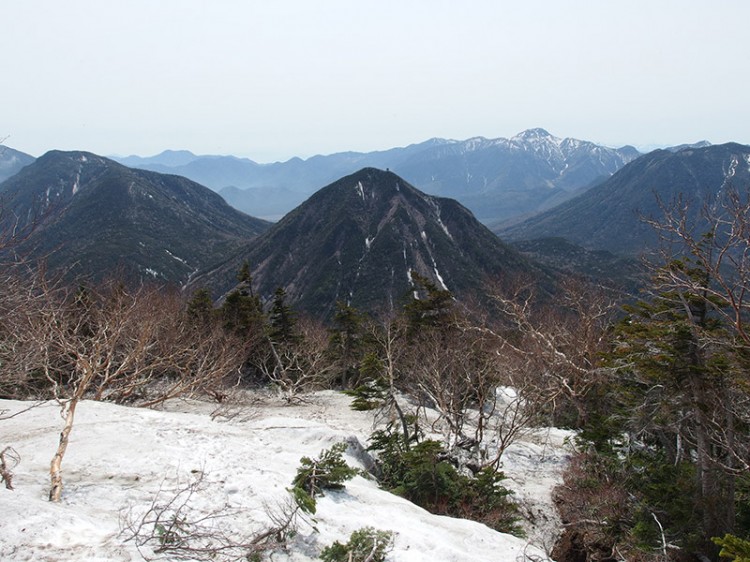 Mountains surrounding Mount Nyoho covered in snow