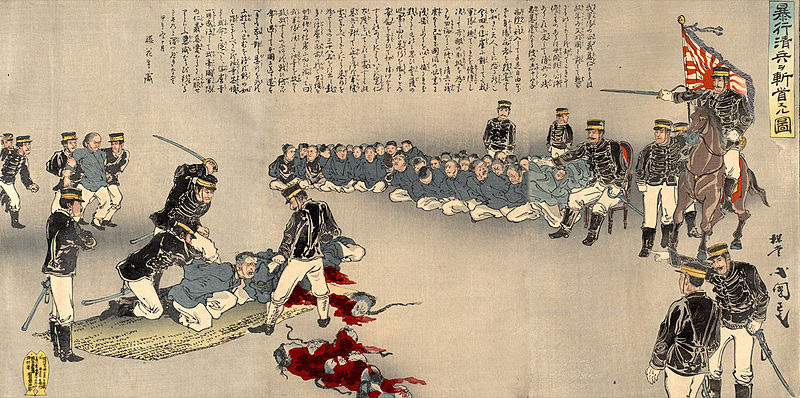 Japanese soldiers behead prisoners in 1894