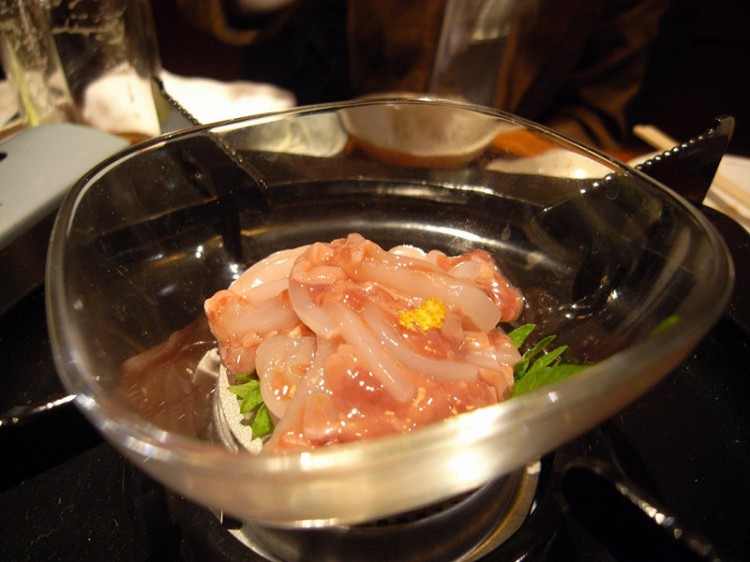 bonito fish entrails raw fish in bowl