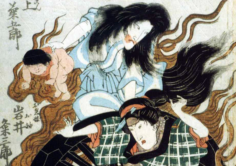 ghost hanting a woman japanese art