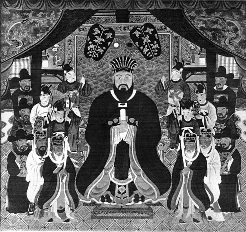 black and white japanese art of king of okinawa