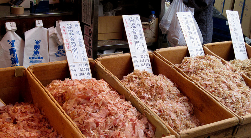 Katsuobushi fermented fish flakes for sale in trays