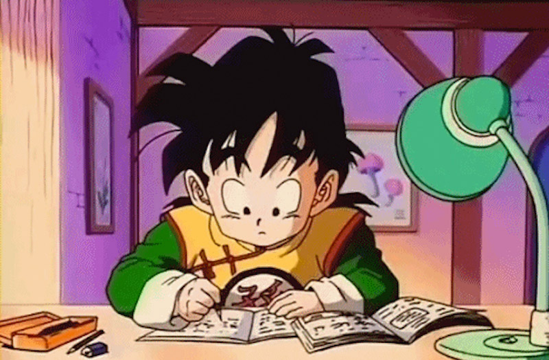 Gohan hits the books in Dragon Ball Z