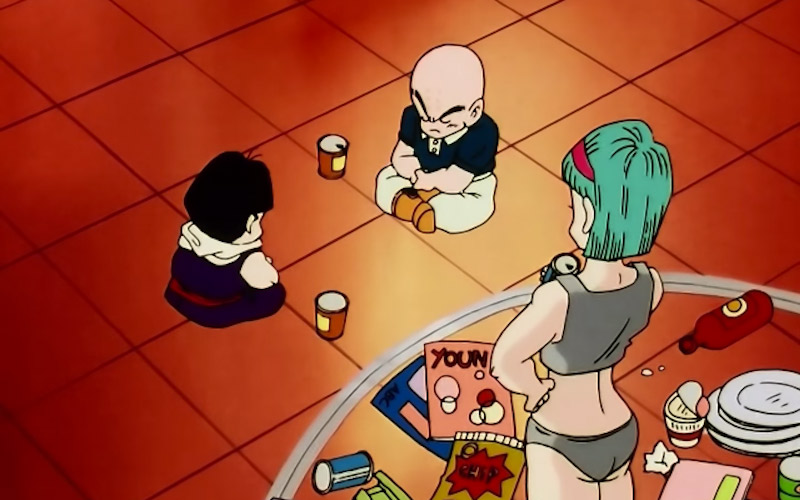 Krillin and Gohan train their minds in Dragon Ball Z