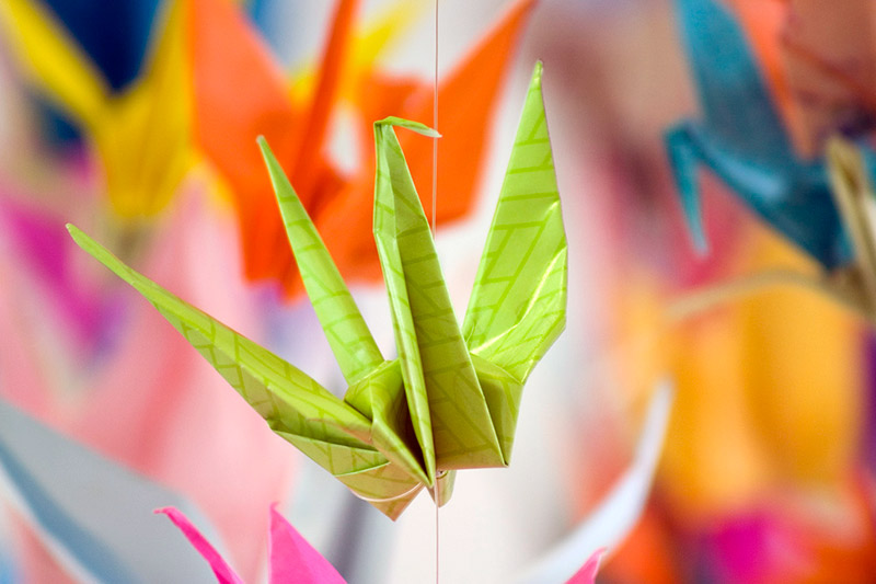 Origami paper cranes