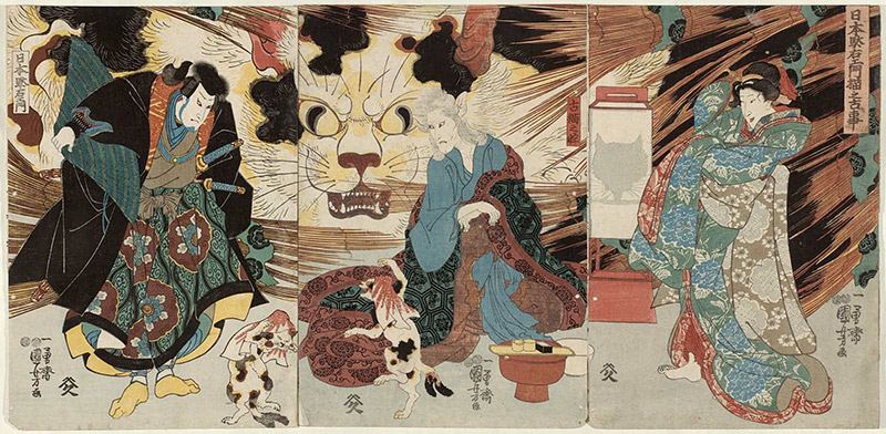 ukiyo-e cats that are humans and demons