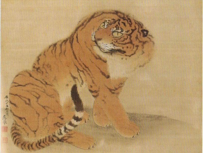 japanese painting of a tiger