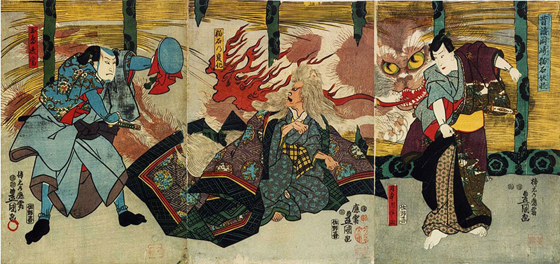 nekomata ukiyo-e cat print by kunisada