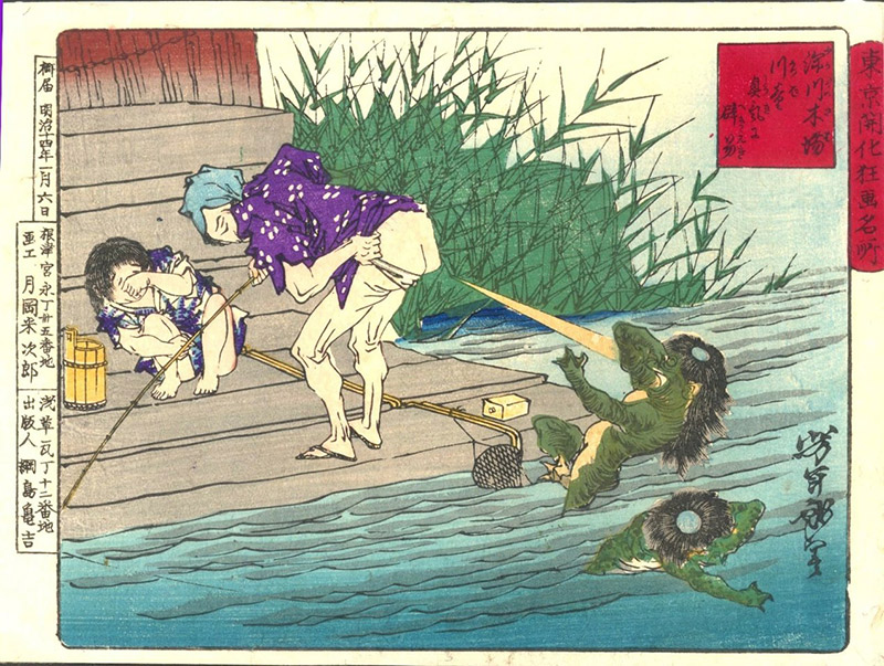 japanese art farting man with kappa