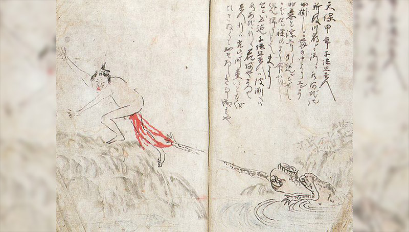 old japanese art featuring kappa butthole