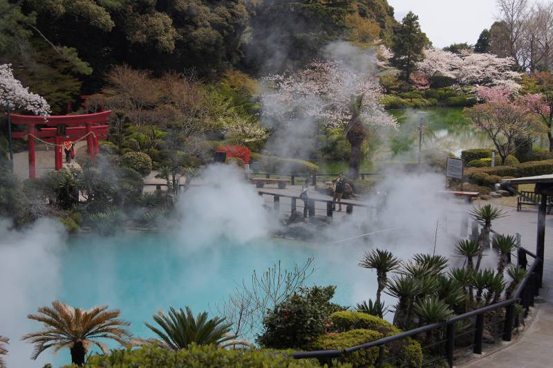 Steam rising from a park in Beppu