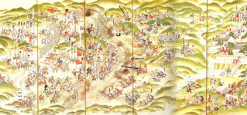 A scroll painting of the Battle of Nagashino