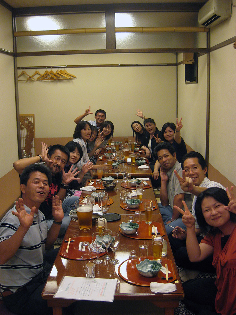 Japanese school teachers at an enkai drinking party