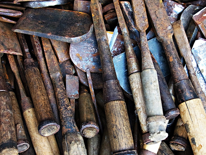 old tools in a pile