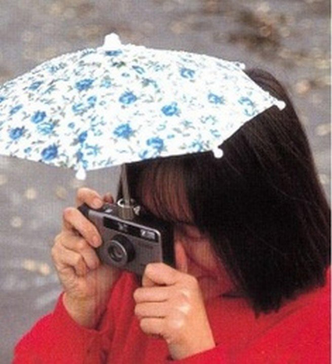 umbrella on top of camera