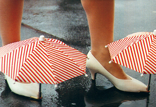 shoes with umbrellas on the tips