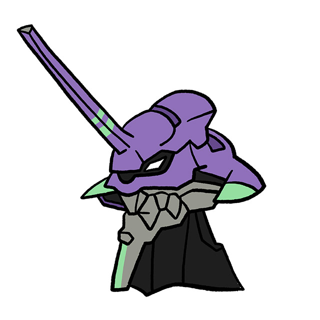 head of the purple eva robot from evangelion