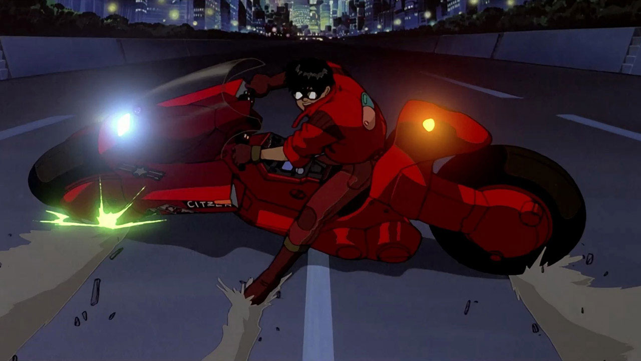 kaneda riding his read bike in the best anime movie