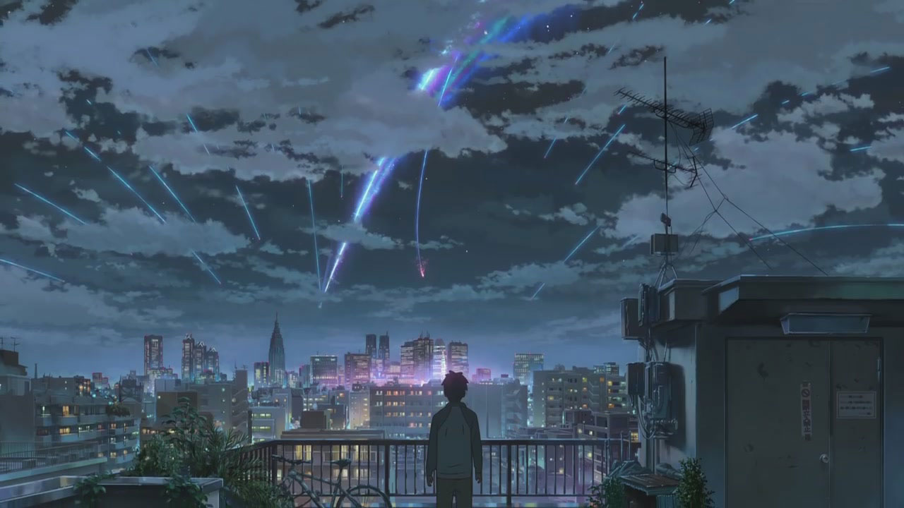 city skyline from top rated anime film