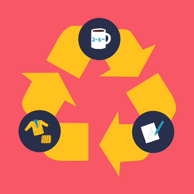 cycle of job hunting in japan on recycling symbol