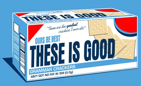 saltine cracker box with poor grammar