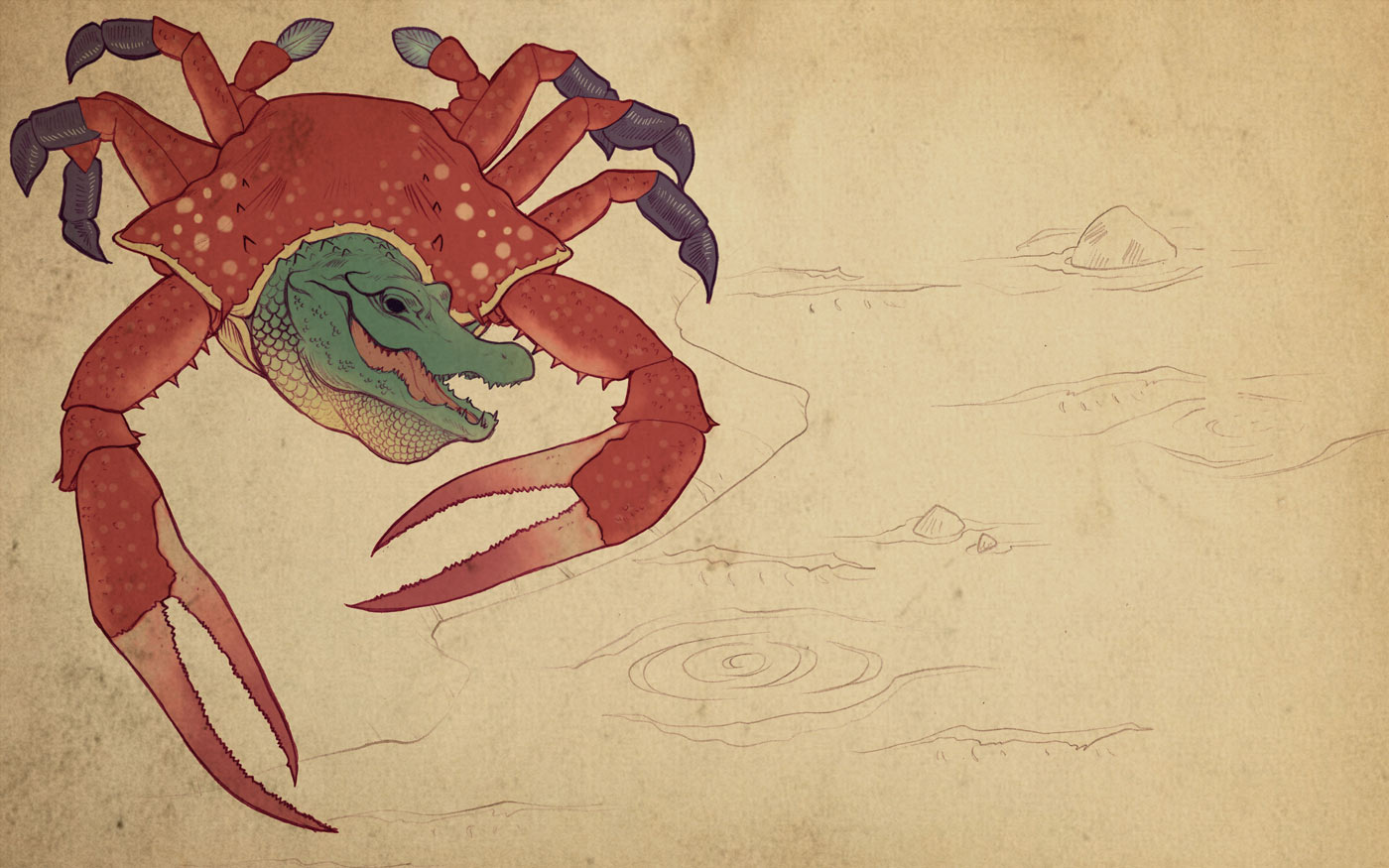 japanese art alligator crab mashup wanikani